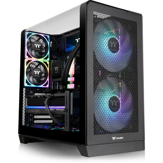 Thermaltake view 390 air midi tower behuizing (zwart | 2x usb-a | 1x usb-c | tempered glass)