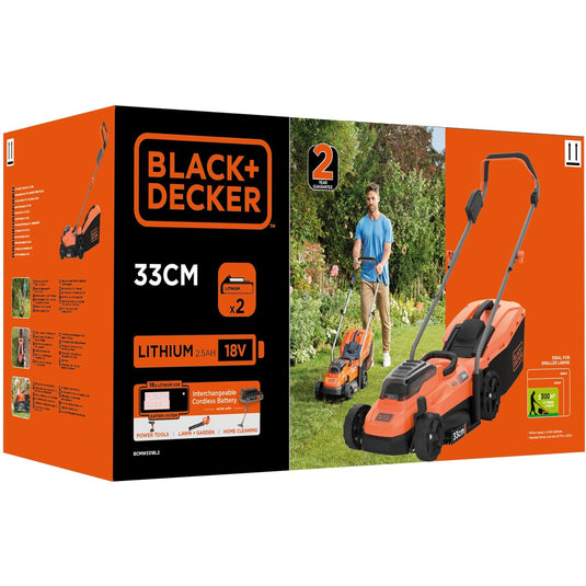 Black+decker bcmw3318l2-qw 2x 18v grasmaaier (oranje zwart, 2x 18v 2.5ah accu en oplader inbegrepen)