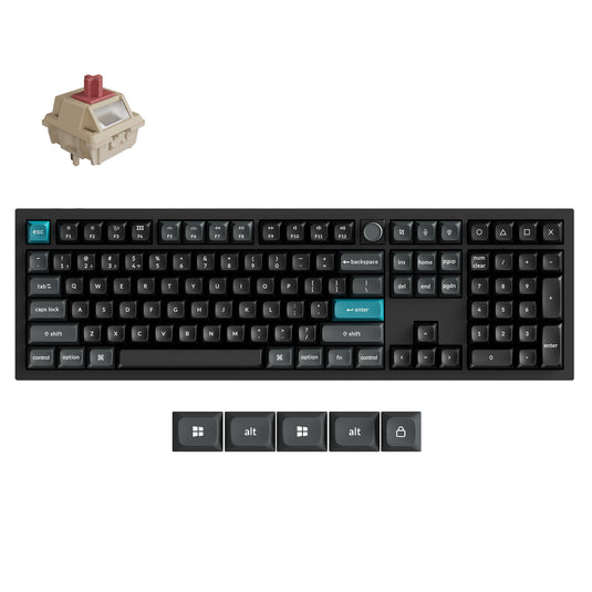 Keychron q6 ultra-m1 8k wireless custom mechanical keyboard (zwart, us lay-out (qwerty), silk pom red, 100%, rgb, hot swap, 8k, 2.4 ghz bluetooth 5.2 usb-c)