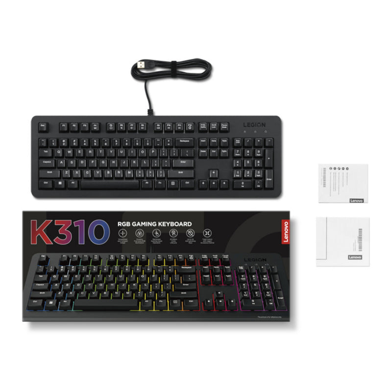 Chargez l'image dans la visionneuse de la galerie, Lenovo legion k310 rgb gaming toetsenbord (zwart, us lay-out (qwerty), membraan, 100%, membraan switch, rgb, usb)
