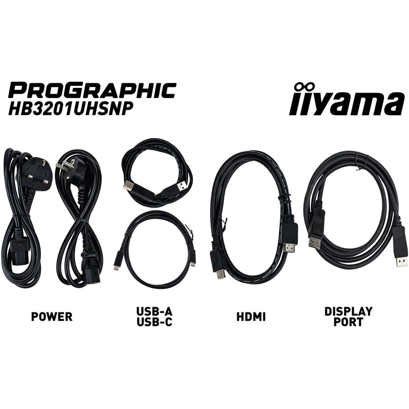 Load image into Gallery viewer, Iiyama prographic hb3201uhsnp-b1 31.5 4k uhd monitor (zwart (mat), hdmi, displayport, usb-c, audio)
