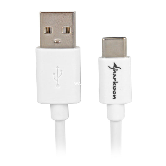 Sharkoon usb-a 2.0 - usb-c kabel (wit, 0,5 meter)
