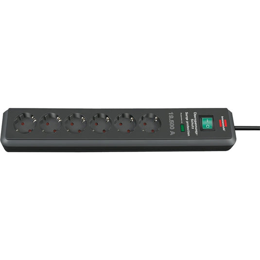 Brennenstuhl secure-tec 19.500a stekkerdoos met overspanningsbeveiliging 6-voudig stekkerdoos (antraciet, 2 meter)