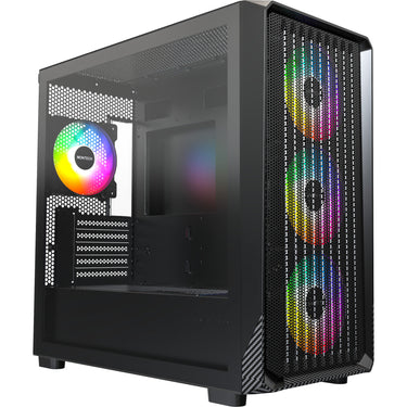 Montech x5m midi tower behuizing (zwart | 2x usb-a | 1x usb-c | rgb | tempered glass)
