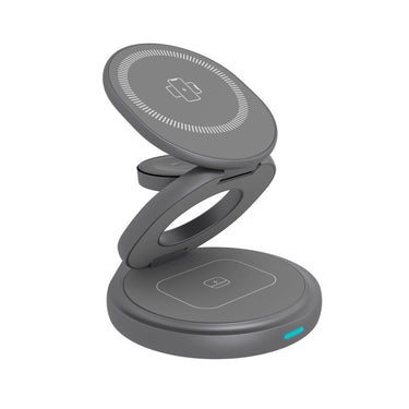Icy box 3-in-1 opvouwbaar draadloos oplaadstation (antraciet, ib-sh101-ch)