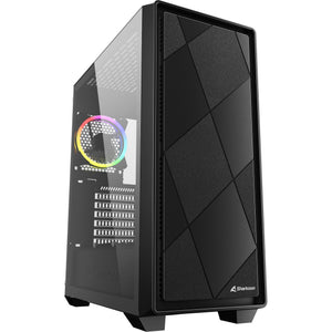 Sharkoon vs8 rgb black midi tower behuizing (zwart | 2x usb-a | 1x usb-c | rgb | tempered glass)