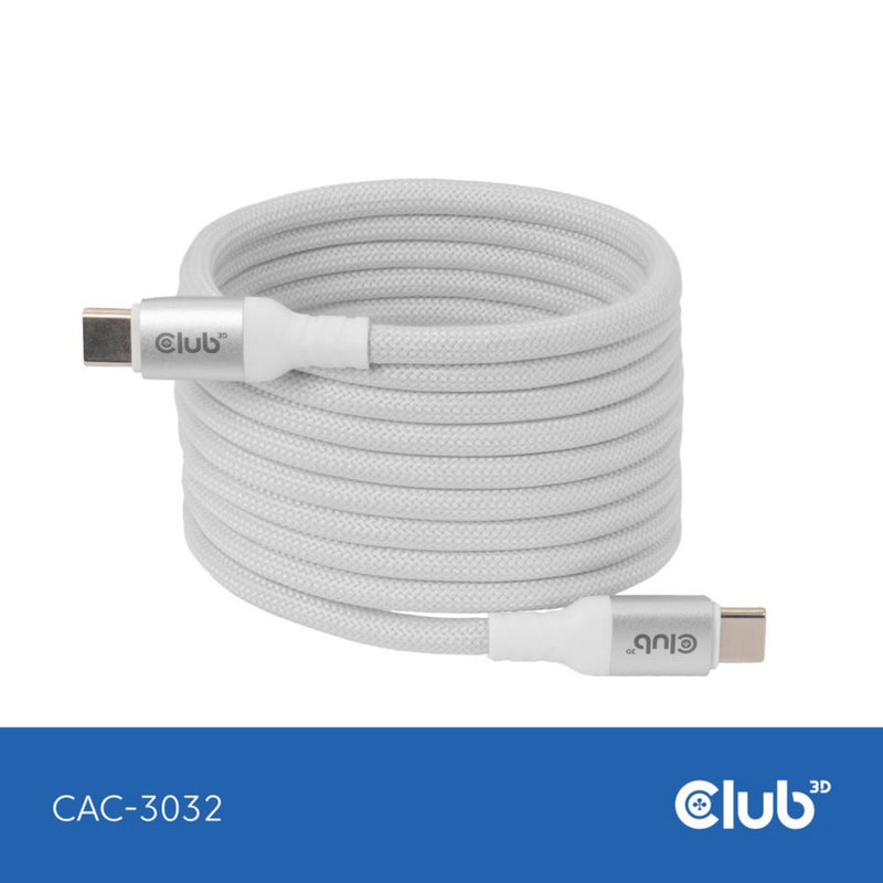 ギャラリービューアに画像をロードする, Club 3d usb-c magnetic-coil 240w pd3.1 white cable, 2 meter kabel (wit)
