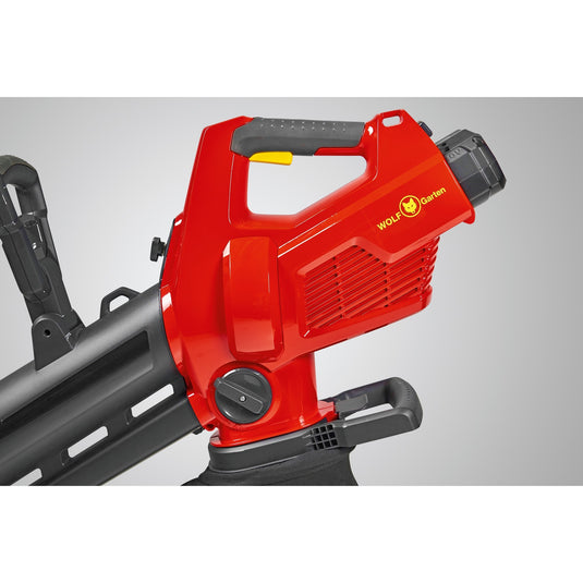 Wolf-garten accu bladblazer lycos 40 480 v set bladzuiger bladblazer (rood zwart, accu inbegrepen)