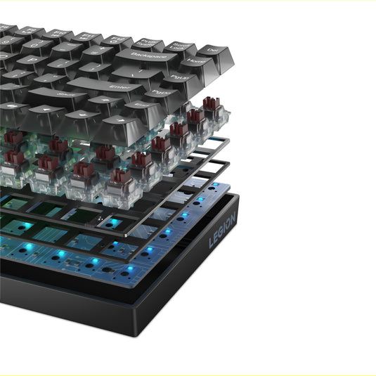 Lenovo legion k510 mini pro rgb mechanisch gaming toetsenbord (zwart, us lay-out (qwerty), 75%, brown switch, hot swap, usb)