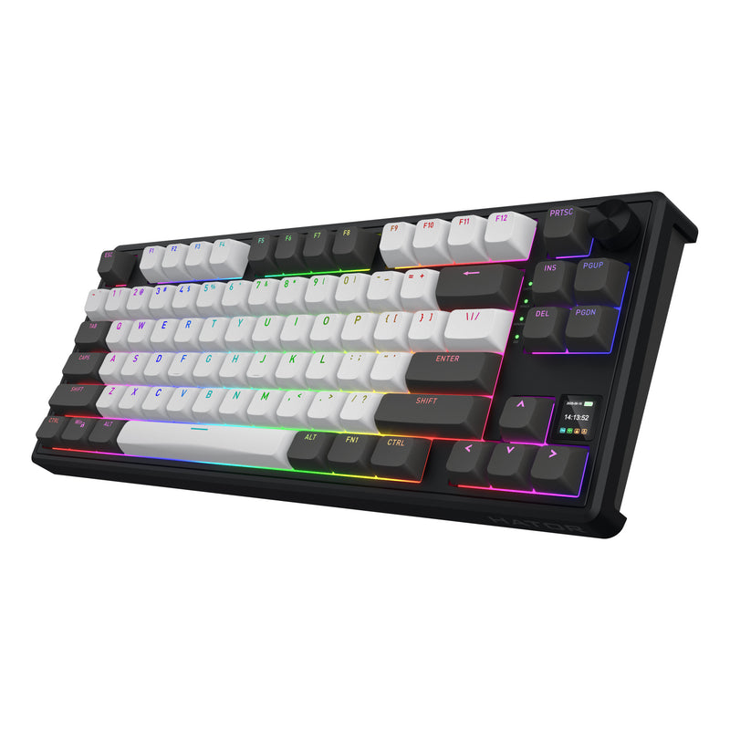 Chargez l'image dans la visionneuse de la galerie, Hator skyfall pro wireless rgb mechanisch gaming toetsenbord (zwart, us lay-out (qwerty), hator aurum vanilla silent, 80% (tkl), rgb, double-shot pbt, hot-swap, 2.4ghz | bluetooth | usb-c)

