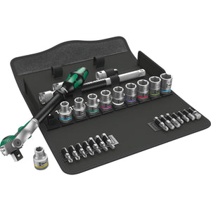 Wera 8100 sc 6 zyklop speed-ratelset, 1 2 -aandrijving gereedschapsset (zwart groen, 28-delig)