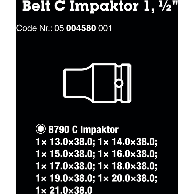 ギャラリービューアに画像をロードする, Wera belt c impaktor 1 doppenset, 1 2 dopsleutel (zwart, 9-delig, voor slagmoersleutels)
