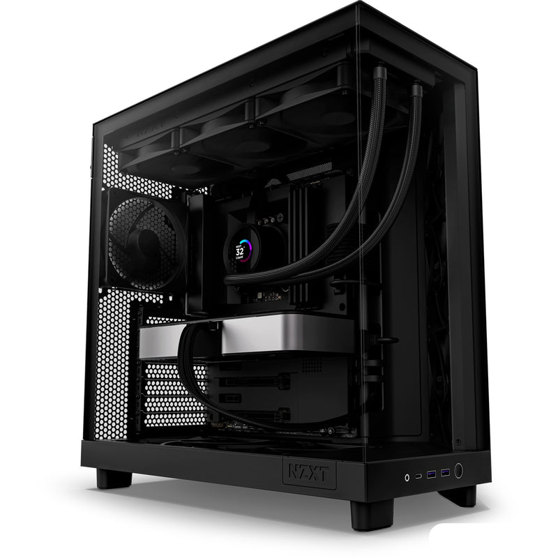 Load image into Gallery viewer, Nzxt h6 flow midi tower behuizing (zwart | 2x usb-a | 1x usb-c | tempered glass)
