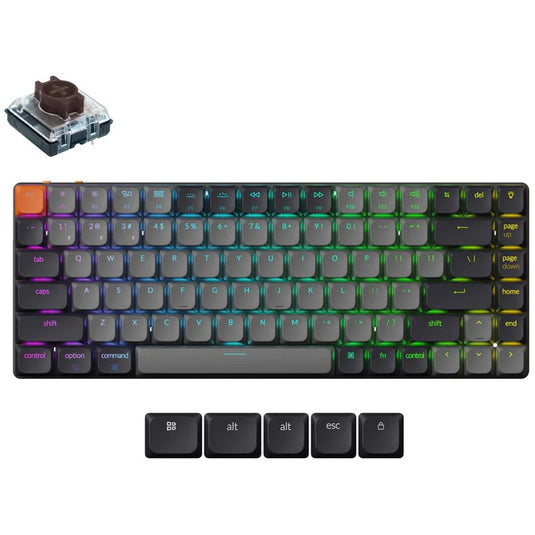 Keychron k3 qmk-b3 rgb mechanisch toetsenbord (zwart, us lay-out (qwerty), mechanical brown, 80% (tkl) , rgb leds, abs keycap, usb-c | bluetooth 5.2)