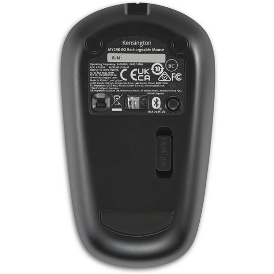 Kensington my230 eq rechargeable mouse - wireless – midsize (zwart, bluetooth, 2.4 ghz)
