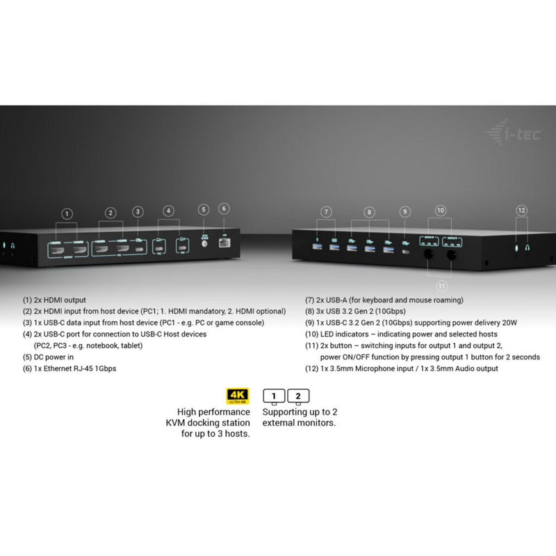 Chargez l'image dans la visionneuse de la galerie, I-tec usb-c kvm dock pro dockingstation (zwart)
