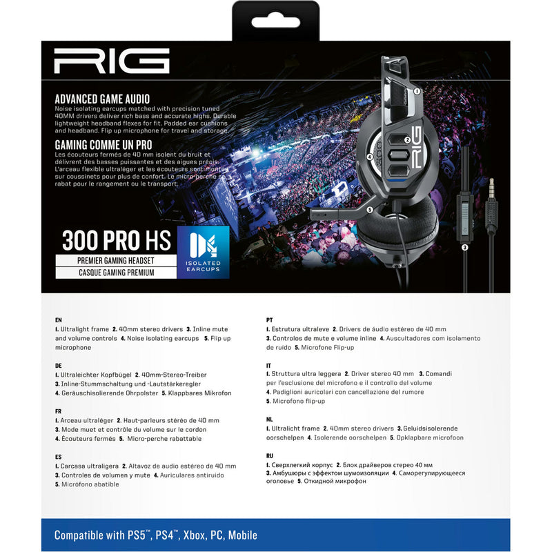 Load image into Gallery viewer, Nacon rig 300 pro hs over-ear gaming headset (zwart, playstation 4, playstation 5, xbox, nintendo switch, pc)
