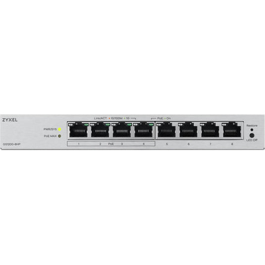 Zyxel 8-port gbe poe web managed switch (grijs)