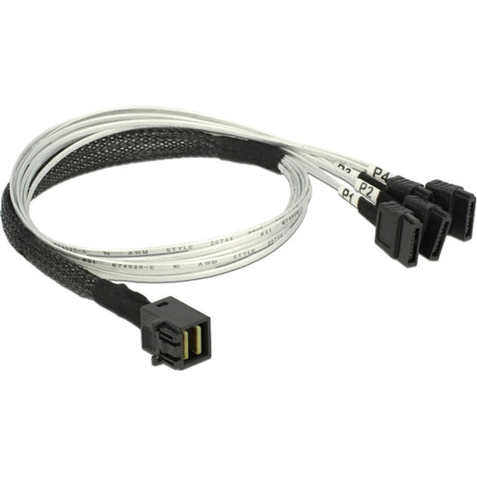 Delock mini sas hd sff-8643 naar 4x sata 7-pin kabel (zwart, 0,5 meter)