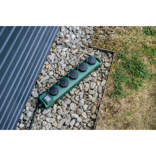 Brennenstuhl super-solid sl 554 tuin-contactverdeler stekkerdoos (donkergroen, 5 meter)