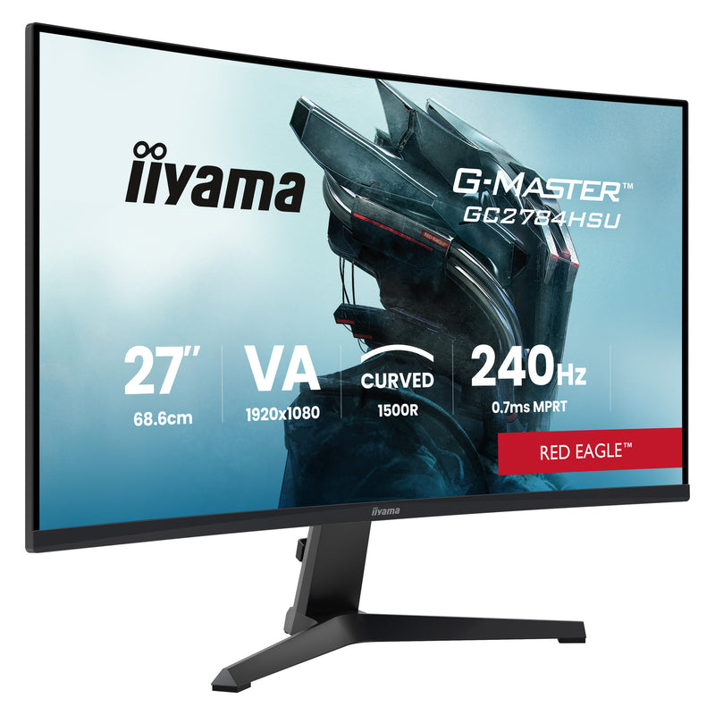Load image into Gallery viewer, Iiyama g-master red eagle gc2784hsu-b1 27 curved gaming monitor (zwart, 2x hdmi, 1x displayport, usb, audio, amd free-sync, 240 hz)
