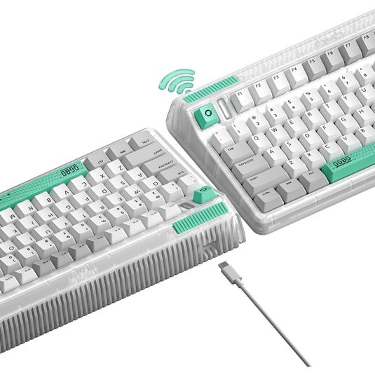 Iqunix og80 wormhole wireless mechanical keyboard (grijs, us lay-out (qwerty), cherry mx brown, 80% (tkl), rgb leds, hot-swappable, pbt, 2.4ghz | bluetooth 5.1 | usb-c)