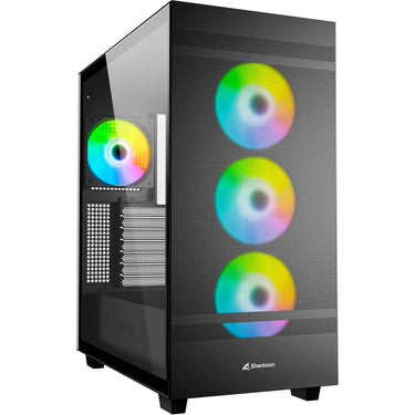Sharkoon rebel c50 black rgb midi tower behuizing (zwart | 2x usb-a | 1x usb-c | rgb | tempered glass)
