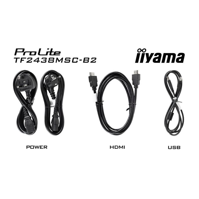 Load image into Gallery viewer, Iiyama prolite tf2438msc-b2 23.8 monitor (zwart, 120 hz, hdmi, displayport, audio, usb, touch)
