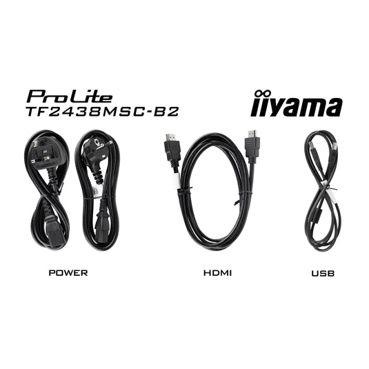 Iiyama prolite tf2438msc-b2 23.8 monitor (zwart, 120 hz, hdmi, displayport, audio, usb, touch)