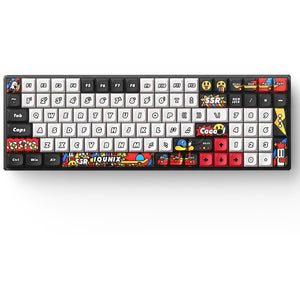 Iqunix f97 graffiti diary wireless mechanical keyboard (zwart, us lay-out (qwerty), cherry mx brown, 96%, rgb leds, hot-swappable, pbt, 2.4ghz | bluetooth 5.1 | usb-c)
