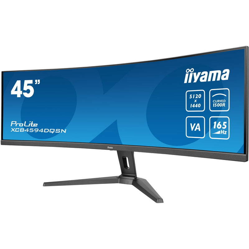 Afbeelding laden in galerijviewer, Iiyama prolite xcb4594dqsn-b1 44.5 curved ultrawide monitor (zwart, 2x hdmi, displayport, 3x usb-a, usb-b, usb-c, rj-45, 165 hz)
