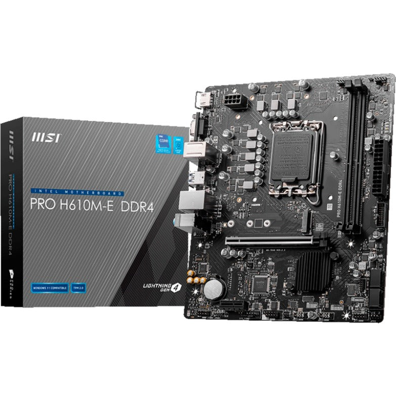 Load image into Gallery viewer, Msi pro h610m-e ddr4 socket 1700 moederbord (zwart, gb-lan, sound, µatx)
