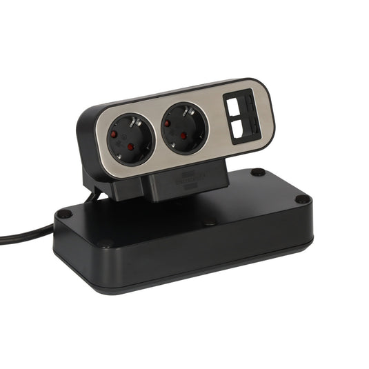 Brennenstuhl estilo duplex stekkerdoos met schakelaar stekkerdoos (zwart zilver, 2x sleuf voor keystone modules)