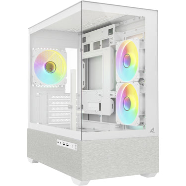 Sharkoon mk7 argb mini tower behuizing (wit | 2x usb-a | 1x usb-c | rgb | tempered glass)