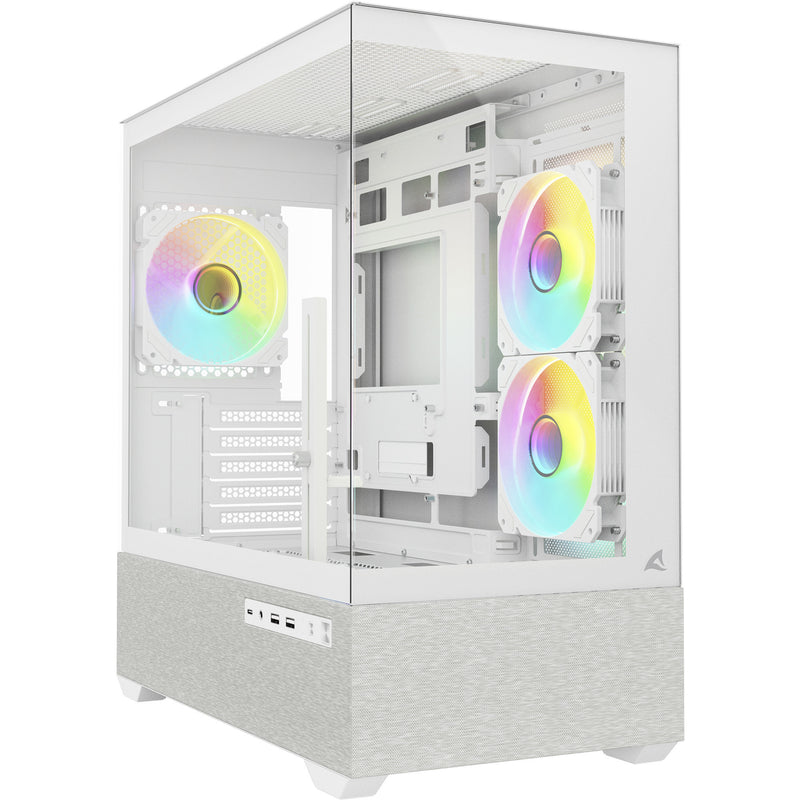 Load image into Gallery viewer, Sharkoon mk7 argb mini tower behuizing (wit | 2x usb-a | 1x usb-c | rgb | tempered glass)
