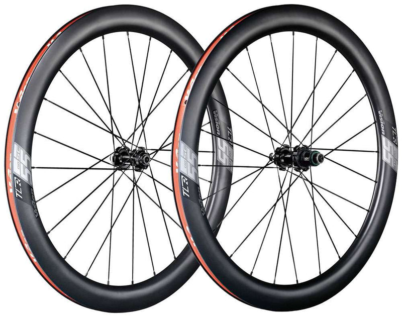 Load image into Gallery viewer, Vision service course 55 disc clincher tlr carbon wheelset
