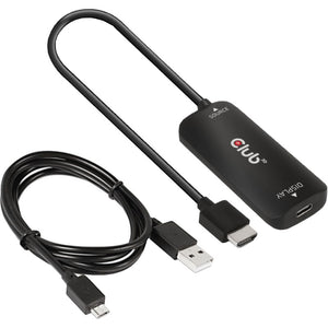 Club 3d hdmi + micro-usb naar usb-c adapter (zwart)