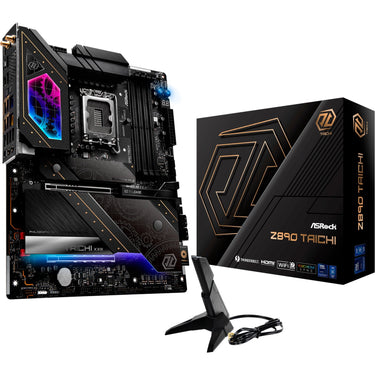 Asrock z890 taichi socket 1851 moederbord (zwart, raid, 5gb-lan, 2.5gb-lan, wi-fi 7, bt, sound, atx)