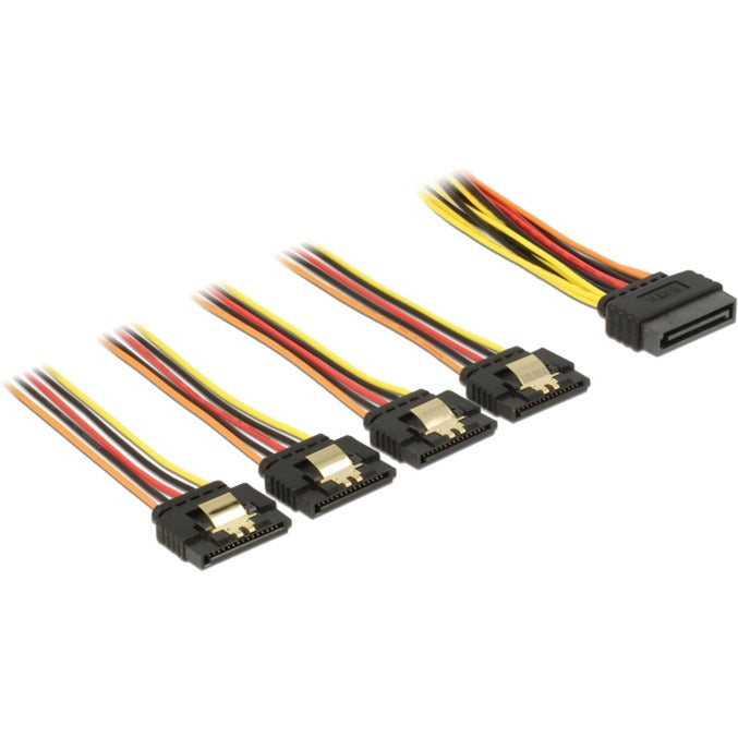 Load image into Gallery viewer, Delock sata 15 pin power > sata 15 pin power 4x kabel (zwart rood, 0,15 meter)
