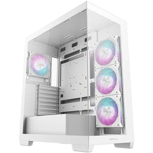 Deepcool cg580 4f midi tower behuizing (wit | 2x usb-a | 1x usb-c | rgb | tempered glass)