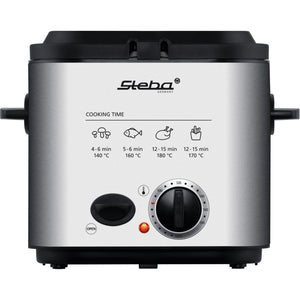 Steba df95f - minifriteuse fondue frituurpan (roestvrij staal zwart, 1,25 liter)