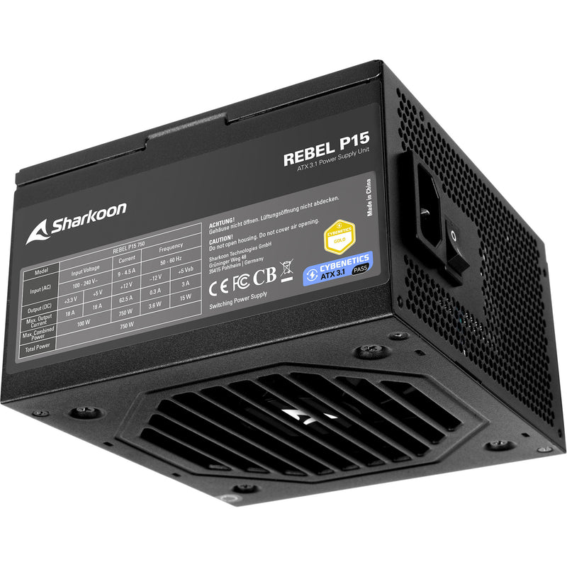 Load image into Gallery viewer, Sharkoon rebel p15 750 watt voeding (zwart, 1x 12v-2x6, 4x pcie)
