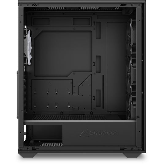 Sharkoon vk4 rainbow midi tower behuizing (zwart | 2x usb-a | rgb | tempered glass)