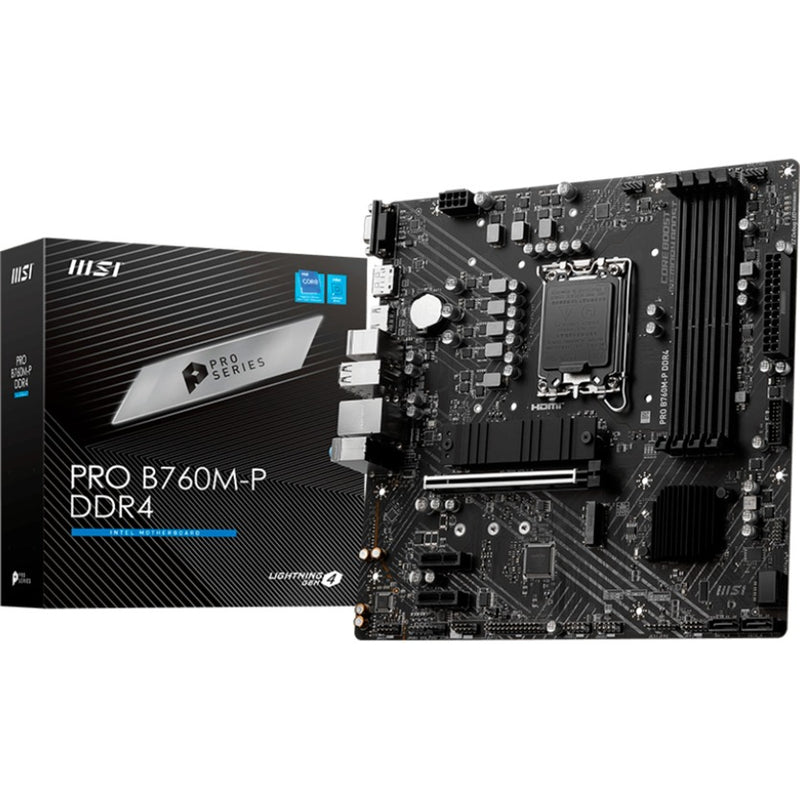 Chargez l'image dans la visionneuse de la galerie, Msi pro b760m-p ddr4 socket 1700 moederbord (zwart, raid, gb-lan, sound, µatx)
