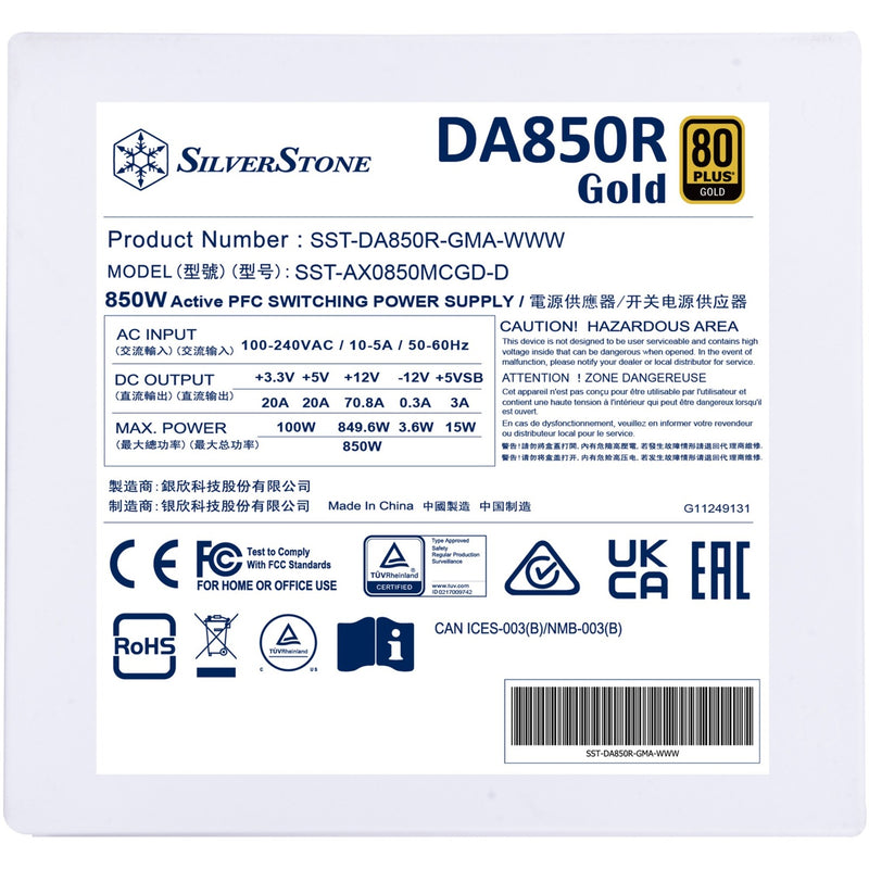 Load image into Gallery viewer, Silverstone sst-da850r-gma-www modulaire 850 watt voeding (wit, 4x pcie)
