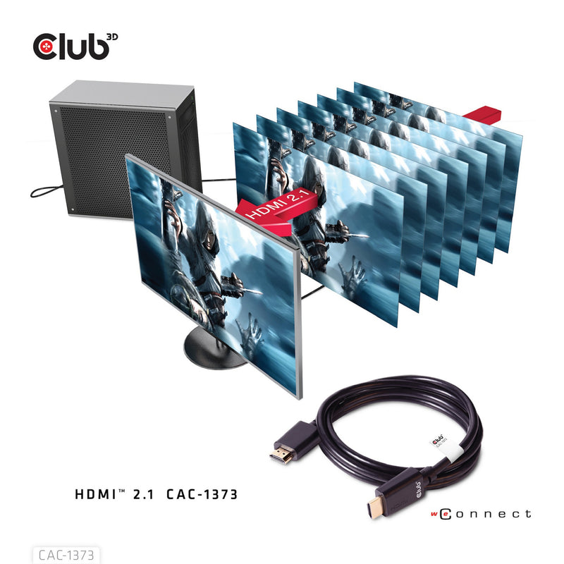 ギャラリービューアに画像をロードする, Club 3d gecertificeerde ultra high speed hdmi 2.1 kabel (zwart, 3 meter, 8k)
