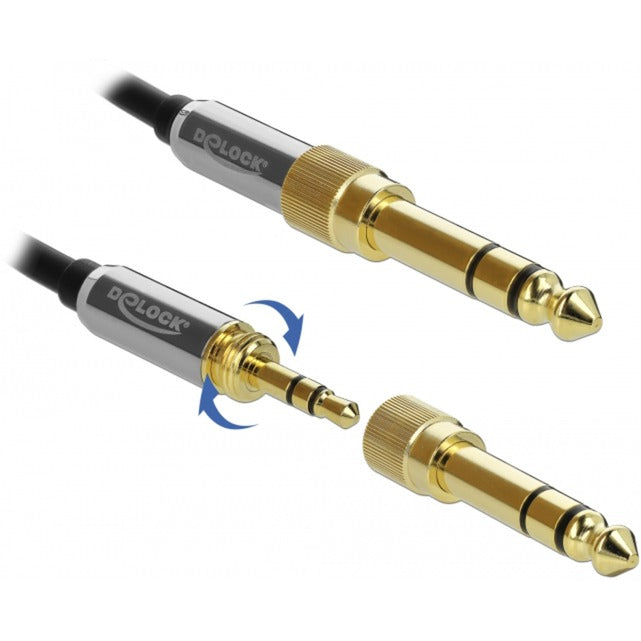 Load image into Gallery viewer, Delock stereokabel 3,5 mm 3 pin-stekker > 3,5 mm 3 pin-stekker (zwart, 0,5 meter)
