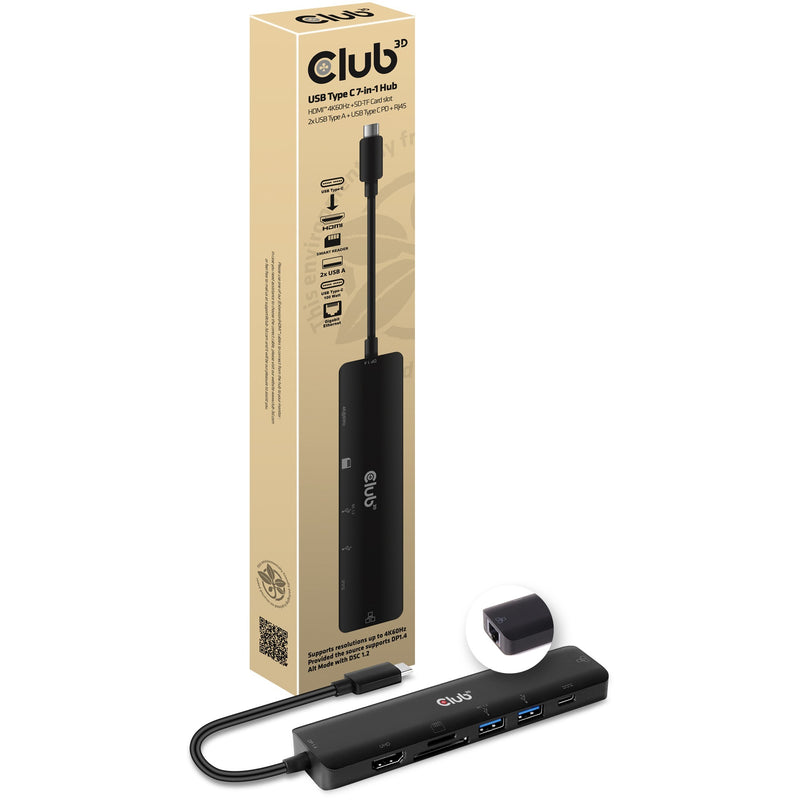 Load image into Gallery viewer, Club 3d csv-1592 usb type c 7-in-1 hub dockingstation (zwart)
