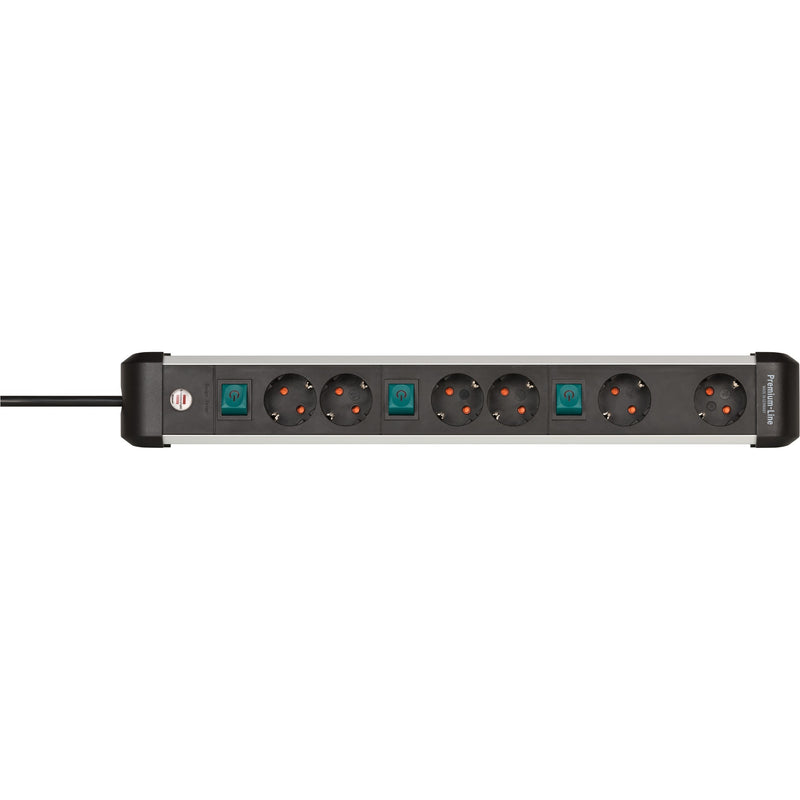 Load image into Gallery viewer, Brennenstuhl premium-alu-line stekkerdoos 6-voudig schakel stekkerdoos (3x 2-voudig schakelbaar)
