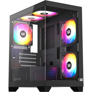 Xyz pc gear titanium view lite midi tower behuizing (zwart | 2x usb-a | tempered glass)